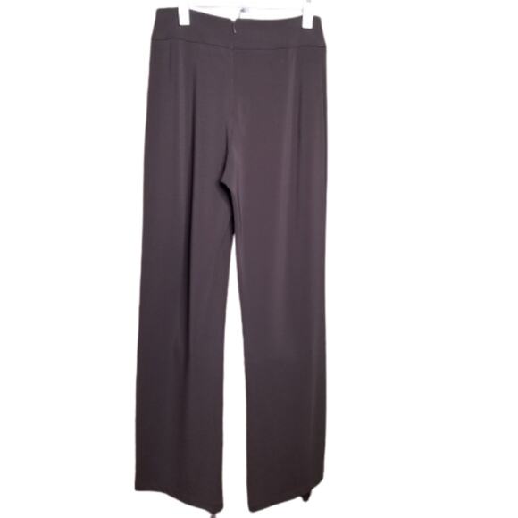 Talbots Slinky Back Zip Wide Leg High Rise Pants Brown Petite - Picture 3 of 9